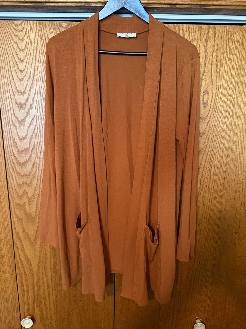 Lightweight Open-Front Cardigan in Rust Orange